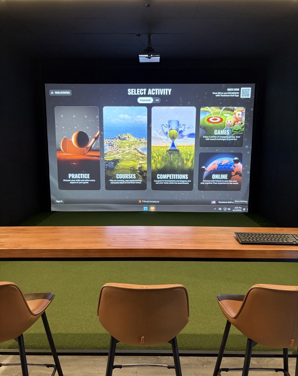 Trackman simulator menu